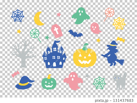 ハロウィンのかわいいアイコンのセット_色 ハロウィンのかわいいアイコンのセット_色 131437683
