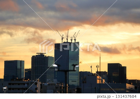 夕暮れ時のビル、マンション群（東京都） 131437684