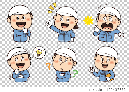 工場や現場で働く作業員のジェスチャーやポーズのイラスト|不安全行動・不安全状態・労働災害 工場や現場で働く作業員のジェスチャーやポーズのイラスト|不安全行動・不安全状態・労働災害 131437722