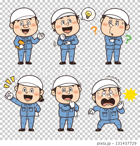 Illustrations of gestures and poses of workers working in factories and on-site | Unsafe behavior, unsafe conditions, and industrial accidents Illustrations of gestures and poses of workers working in factories and on-site | Unsafe behavior, unsafe conditions, and industrial accidents 131437729