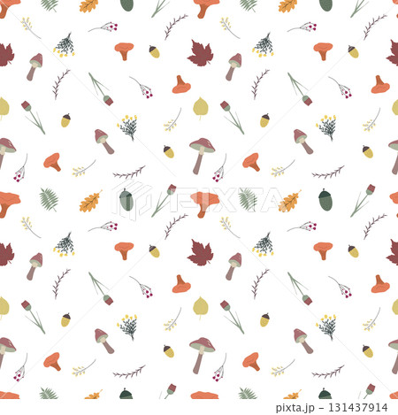 autumn mushrooms pattern 131437914