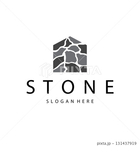stone logo with simple stone house structure...のイラスト素材 [131437919] - PIXTA