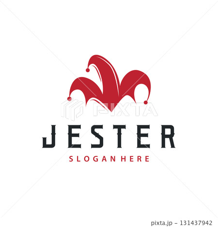 Simple illustration template jester hat logo minimalist joker clown design 131437942