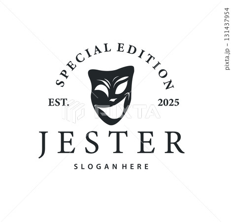 Simple illustration template jester hat logo minimalist joker clown design 131437954