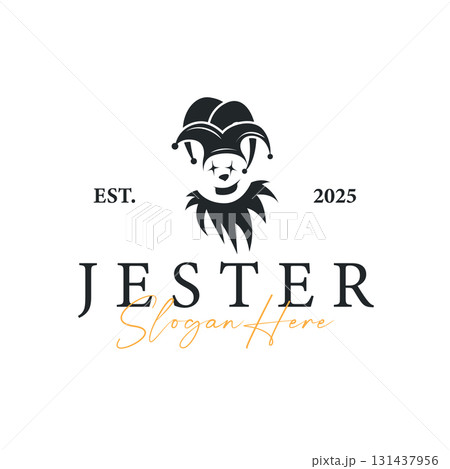Simple illustration template jester hat logo minimalist joker clown design Simple illustration template jester hat logo minimalist joker clown design 131437956