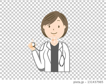 Illustration of a female doctor working at a hospital 131437985