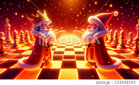 Endless red-and-gold checkerboard glowing with frost 131438143