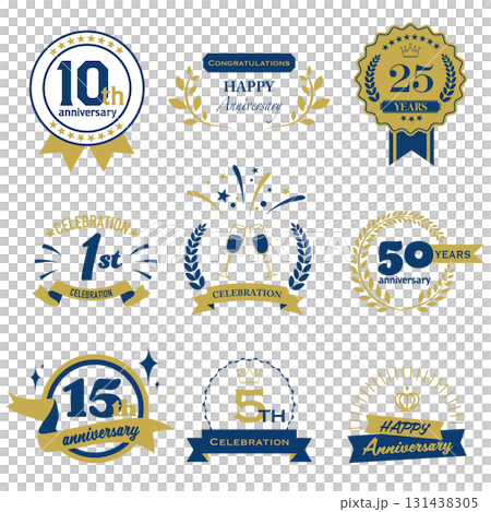 Set of celebration logos.Vector illustration on white background. Set of celebration logos.Vector illustration on white background. 131438305