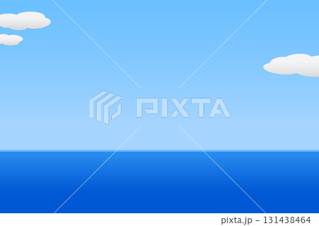 青い空と海の向こうに広がる水平線 シンプルな風景イラスト 青い空と海の向こうに広がる水平線 シンプルな風景イラスト 131438464