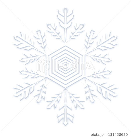 透明背景の六角形中心の白い雪の結晶 透明背景の六角形中心の白い雪の結晶 131438620