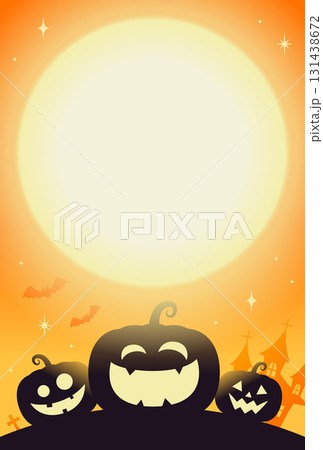ハロウィンのかわいいかぼちゃと満月の背景イラスト 131438672