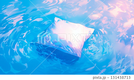 幻想的な水面に揺蕩う白い枕のイラスト背景 幻想的な水面に揺蕩う白い枕のイラスト背景 131438713