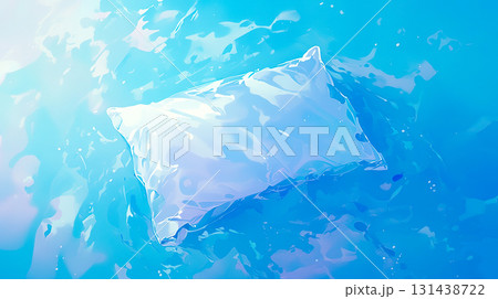 幻想的な水面に揺蕩う白い枕のイラスト背景 幻想的な水面に揺蕩う白い枕のイラスト背景 131438722
