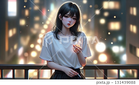 タバコを吸う女性 131439088