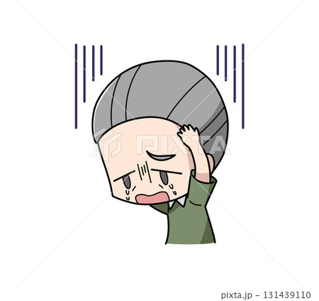 不安で泣き出す高齢男性のイラスト 131439110