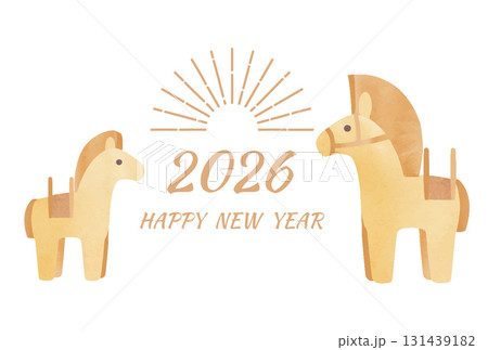 埴輪の馬の年賀状テンプレート 131439182
