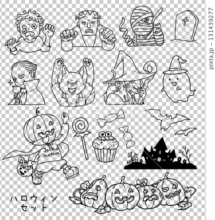 ハロウィンセット_線画 ハロウィンセット_線画 131439277