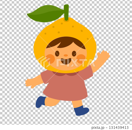 帶著柚子頭套的兒童 131439413