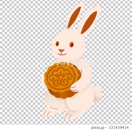 抱著月餅的兔子 131439414