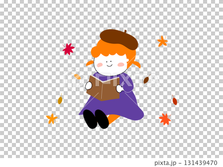 Illustration material of a girl enjoying reading Illustration material of a girl enjoying reading 131439470