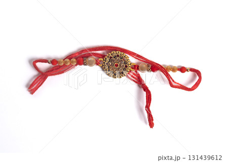 Traditional decorative rakhi on white background for Raksha Bandhan festival 131439612