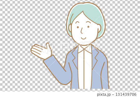 身穿西裝、藍頭髮的女子伸出手的插圖 131439706