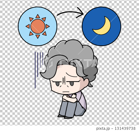 一日中落ち込んでいる高齢女性のイラスト 131439738