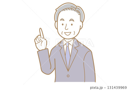 指差すスーツ姿の年配の男性のイラスト 131439969