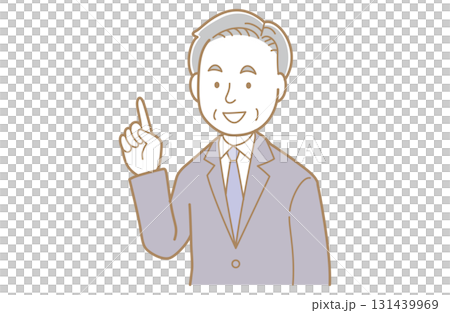 指差すスーツ姿の年配の男性のイラスト 131439969
