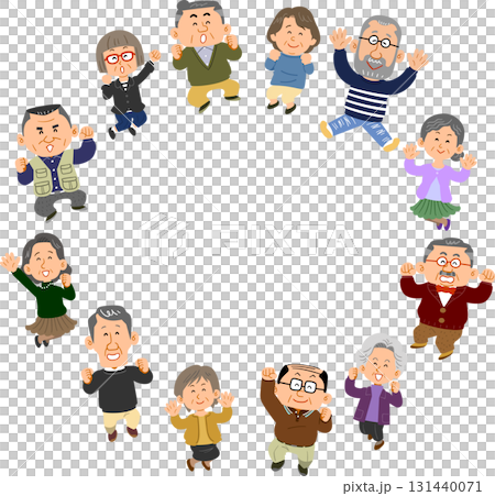 十二名老年男女跳成一圈 十二名老年男女跳成一圈 131440071