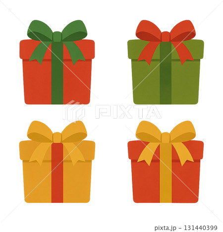 クリスマス用のリボンのついたプレゼントのイラスト 131440399