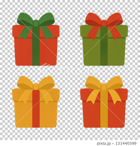 クリスマス用のリボンのついたプレゼントのイラスト 131440399