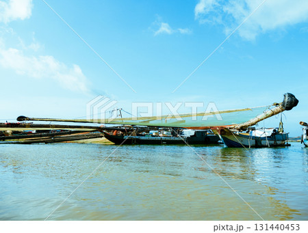 old fishing boat on the river 131440453