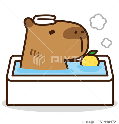 お風呂に入るカピバラ お風呂に入るカピバラ 131440472