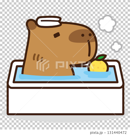 お風呂に入るカピバラ お風呂に入るカピバラ 131440472