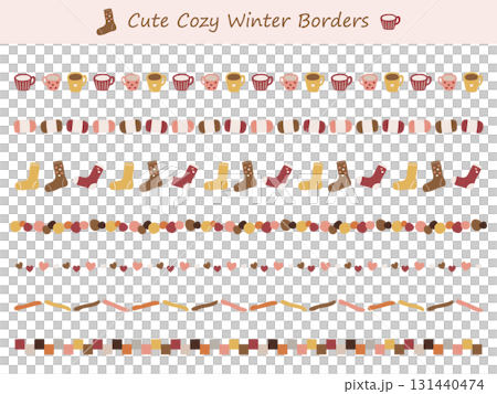 あったかくてかわいい冬の小物のライン、罫線、装飾 131440474