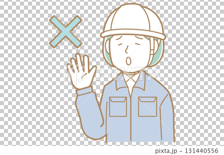 一名身穿工作服、戴著頭盔的婦女拒絕 一名身穿工作服、戴著頭盔的婦女拒絕 131440556