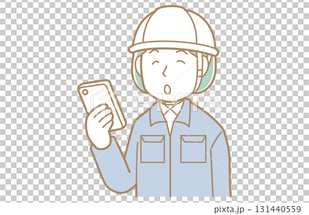 一位身穿工作服的女士正在看智慧型手機螢幕的插圖 一位身穿工作服的女士正在看智慧型手機螢幕的插圖 131440559