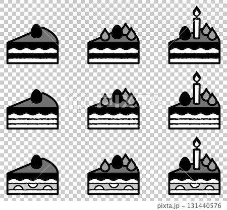 様々な形の美味しそうなケーキアイコンのベクターイラストセット 様々な形の美味しそうなケーキアイコンのベクターイラストセット 131440576