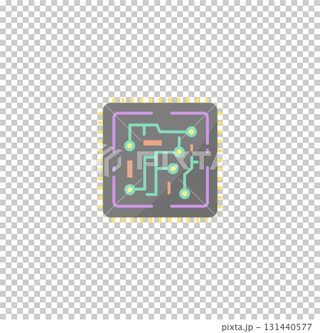 CPUチップ（集積回路）のベクターアイコン。フラットデザイン 131440577
