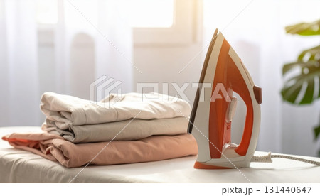 Iron and Folded Shirt in a Minimalist Room Iron and Folded Shirt in a Minimalist Room 131440647