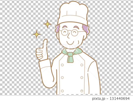 一位資深廚師豎起大拇指的插圖 131440694
