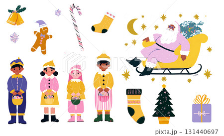 サンタクロースとクリスマスの日にパーティーをする子ども 131440697