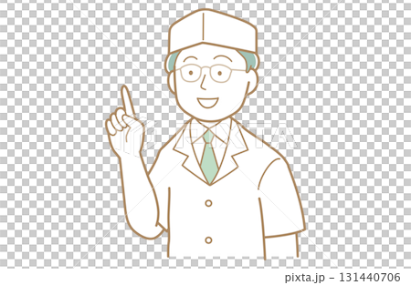 指差すポーズをする割烹の職人・板前さんのイラスト 131440706