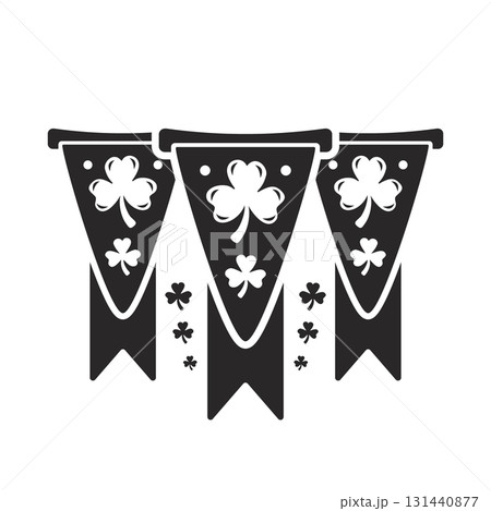 Silhouette of St. Patricks Day Flag banners decorated with shamrocks. Silhouette of St. Patricks Day Flag banners decorated with shamrocks. 131440877