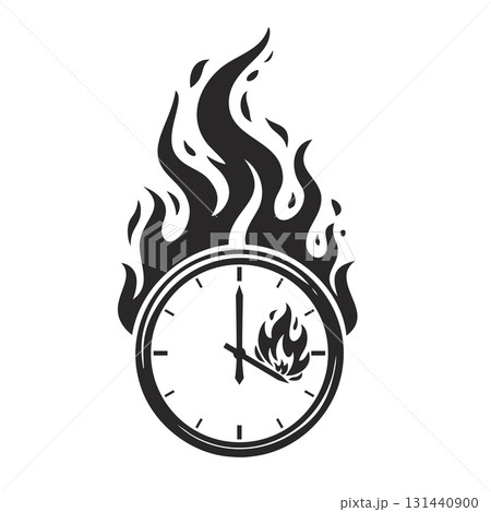 A burning clock concept urgency, pressure, or time running out. vector illustration. 131440900