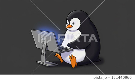 パソコンをしているペンギン 131440960