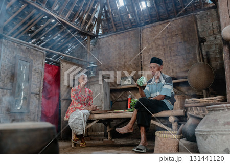 Traditional Home Interior Featuring Elders in a Rich Cultural Setting and Context 131441120