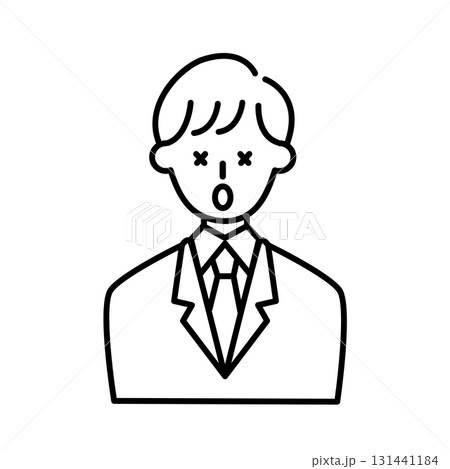 線画のスーツ男性 表情イラスト 驚く男性社員 ビジネス Businessman 線画のスーツ男性 表情イラスト 驚く男性社員 ビジネス Businessman 131441184