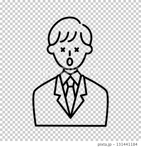 線画のスーツ男性 表情イラスト 驚く男性社員 ビジネス Businessman 線画のスーツ男性 表情イラスト 驚く男性社員 ビジネス Businessman 131441184